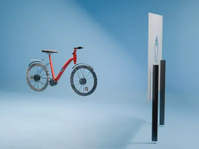 Bicycle Model with Headlight Animated Low-poly 3D model