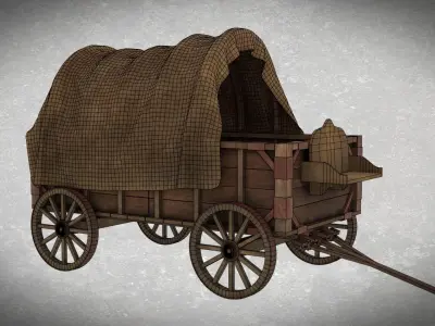 Medieval Waggon Free low-poly 3D model