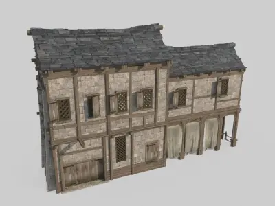Medieval architecture houses folk dwellings 3D model