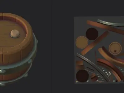 Stylized Barrel Low-poly 3D model shop