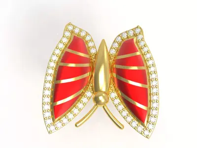 Butterfly Diamond Ring 3D print model