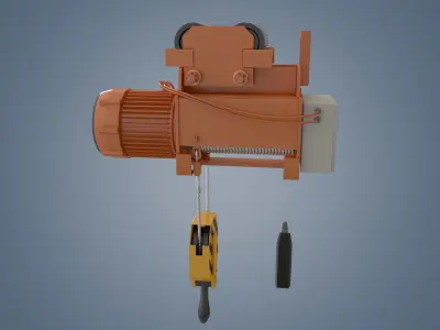 Electric crane hoist 3D model Low-poly 3D model