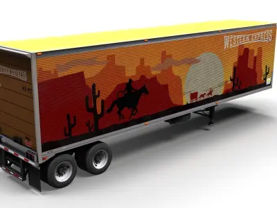 Dry van semi trailer Low-poly 3D model