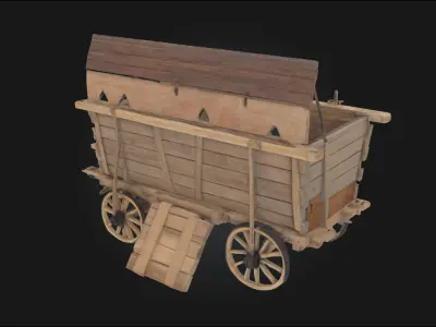 Wooden Pioneer Wagon  Symbol of Travel Beyond Borders 3D model