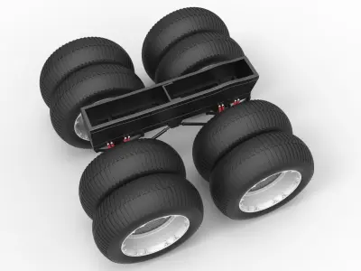 Chassis of vintage monster truck double wheels 1 to 25 3D print model