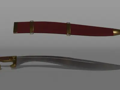 Falcata sword and knife Low-poly 3D model