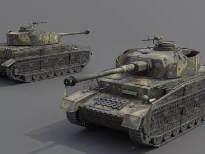 Panzer IV J Medium Tank Low-poly 3D model