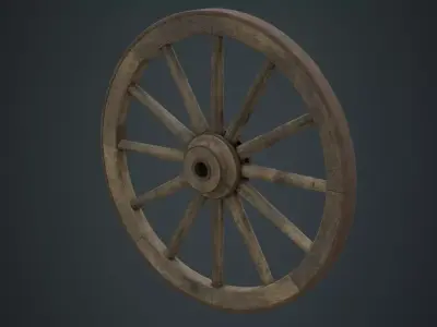 Wagon Wheel 1C Low-poly 3D model
