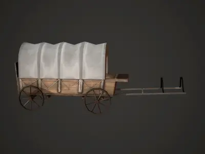 Wagon Low Poly covered Low-poly 3D model