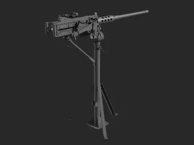 Browning m2 gun 3d model machine gun Low-poly 3D model