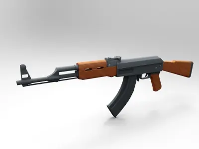 AK 47 Low Poly Mobile Game Ready model Low-poly 3D model