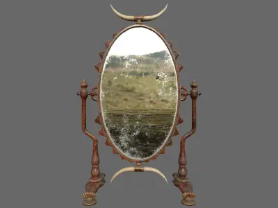 Old Antique Double Sided Mirror PBR Low-Poly Game Ready 3D Model Low-poly 3D model