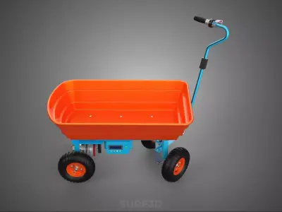 SMART ELECTRIC FOUR WHEEL UTILITY CART TROLLEY WAGON WHEELBARROW 3D model