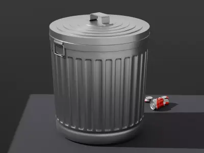Free Urban Metal Trash Can - Unity Prefab - Game Ready Free low-poly 3D model