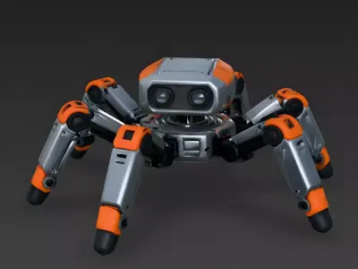 Stylized Sci-Fi Spider Hexapod Mech 3d model Low-poly 3D model