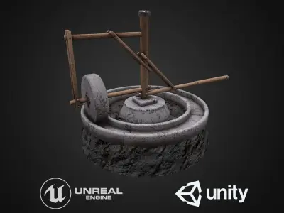 Medieval Mill Low-poly 3D model