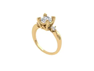 Solitaire Engagement Ring 3D print model 70