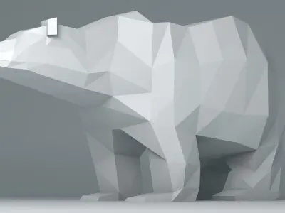 Polar Bear Cartoon Low Poly Low-poly 3D model