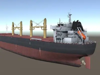 Bulk carrier ship 3d low-poly model Low-poly 3D model
