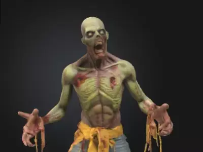 Zombie 3D Model Realistic Horror Sculpture Free 3D print model purchase