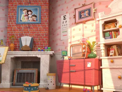  Cartoon Corridor Bedroom V3 