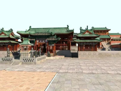 Ancient Chinese architecture 3D model 6