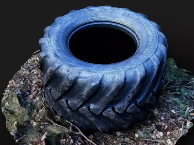 truck tractor tire junkyard debris PBR photogrammetry Low-poly 3D model