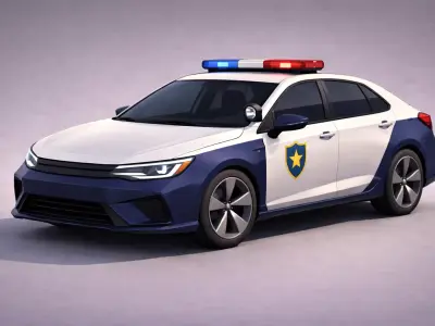 Low Poly Generic Sedan Police Car Vehicle Model PBR Texture Low-poly 3D model