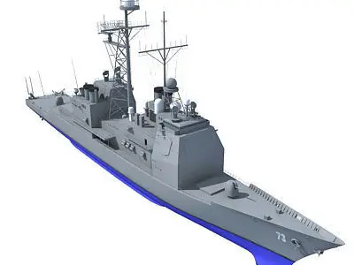 Blue USS Port Royal Missile Cruiser 3D model