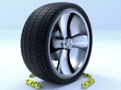 ORTAS CAR RIM 49 GAME READY RIM TIRE AND DISC 3D model