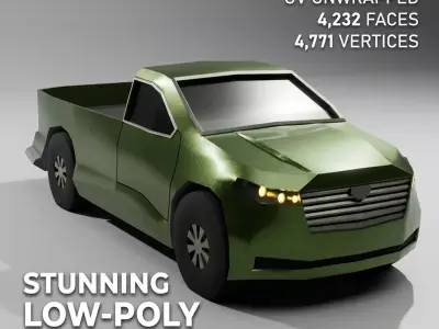 Low-Poly Off-Road Pickup Truck Game-ready Vehicle FBX OBJ Low-poly 3D model