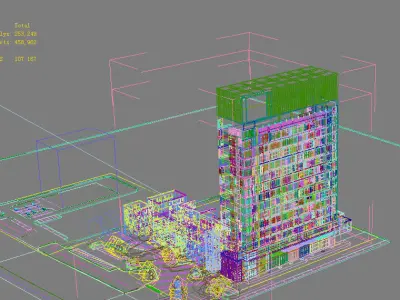 Architecture apartment building at night 3D model