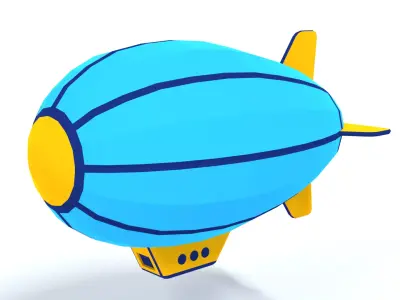 Low Poly Cartoon Zeppelin Low-poly 3D model