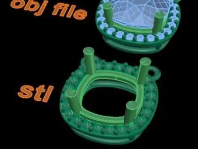 Dainty Diamond Halo Cushion Pendant 8mm 3D print model