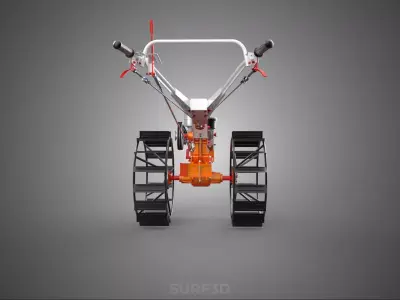 WALK BEHIND HAND WALKING TRACTOR DIESEL FARMER OPERATOR WORK MUD 3D model