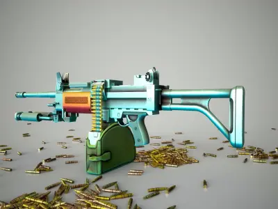 Funny Stylized Negev Machine Gun Low-poly 3D model