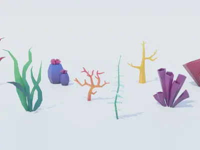 Pack Sea Low-Poly Low-poly 3D model