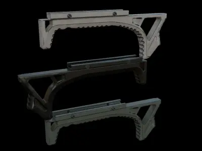 Foregrips three different metal brackets Low-poly 3D model