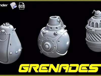 Sci-Fi Grenades Set  3D model
