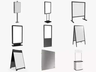 Advertising display promo stand nameplate mockup 3D Model Collection