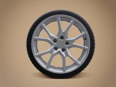 Sports Car Alloy Wheel with Tire Low-poly 3D model