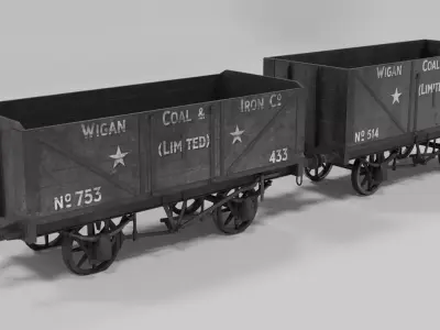 Coal wagons Low-poly 3D model