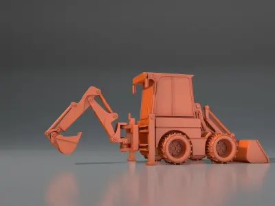 3d model tractor JCB-1CX  ver2 Low-poly 3D model