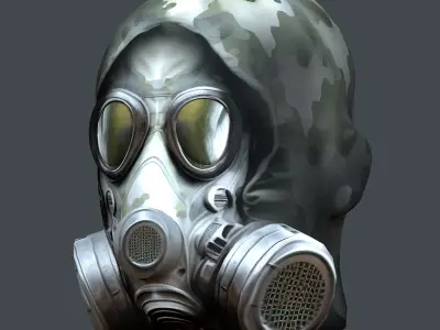 Gas mask helmet 3d model military combat Low-poly Low-poly 3D model 7