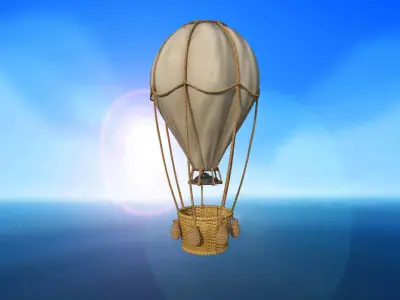 Stylized hot air balloon PBR game ready  Low-poly 3D model