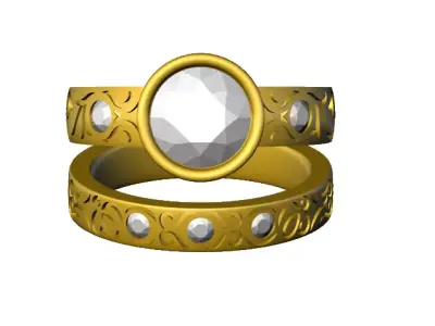 078 - Antique Ladies Ring with Band 3D print model