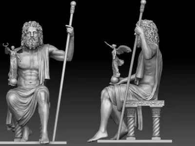 Zeus and Nike sculpture 3D print model