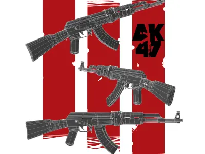 AK47 Weapon Low-poly 3D model