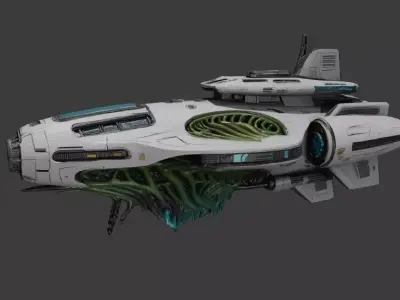 Bio-Mechanical Sci-Fi Spaceship 3D model