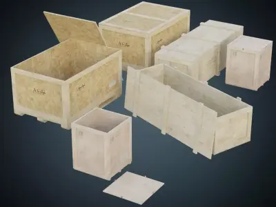 Wooden Crates 1B Low-poly 3D model